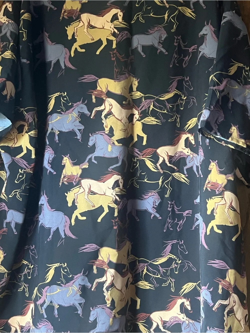 Unicorn & Horse Print Kids V-Neck Top - Black C10